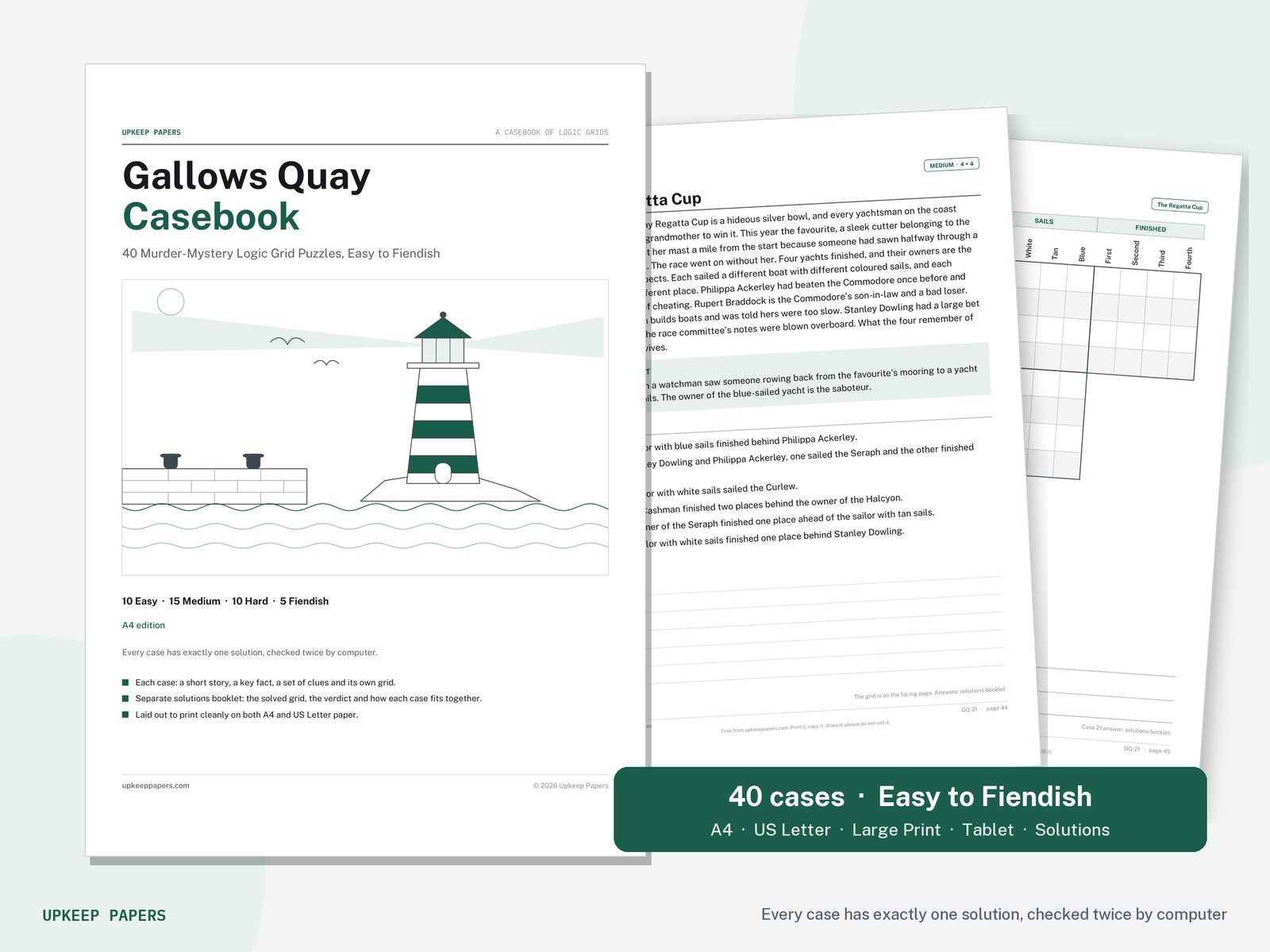 The cover of the Gallows Quay Casebook, with a lighthouse drawing